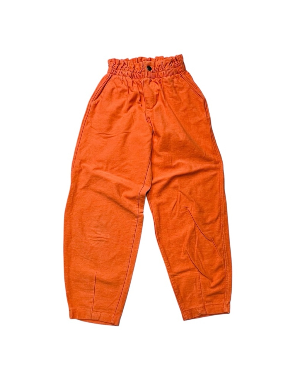 Zara Kids Orange Barrel leg Paperbag-Waist‎ Pants